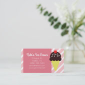 レトロのピンクのストライプのなアイスクリーム店の名刺 名刺 (スタンド正面)