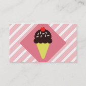 レトロのピンクのストライプのなアイスクリーム店の名刺 名刺 (裏面)