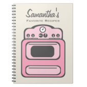 レトロのピンクのストーブのレシピのノート ノートブック (正面)