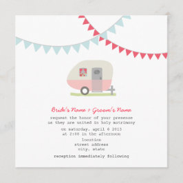 レトロのピンクのトレーラーの結婚式の招待 招待状