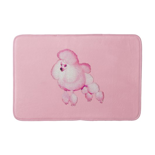 レトロのピンクのプードルのバス・マット バスマット (正面)