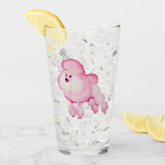 レトロのピンクのプードル タンブラーグラス (アイス正面)