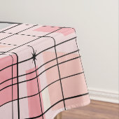 レトロのピンクの格子およびスターバストのテーブルクロス テーブルクロス (インサイチュ)