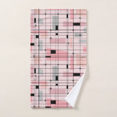 レトロのピンクの格子およびスターバストタオルセット バスタオルセット (ハンドタオル)