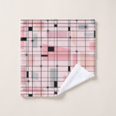 レトロのピンクの格子およびスターバストタオルセット バスタオルセット (ウォッシュタオル)