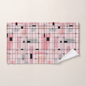 レトロのピンクの格子およびスターバストタオルセット バスタオルセット (ハンドタオル)