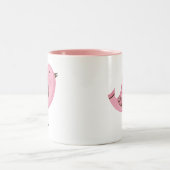 レトロのピンクの鳥 ツートーンマグカップ (中央)