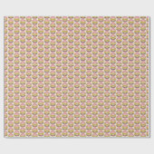 レトロのピンク及び紫色の花パターン ラッピングペーパー (フラット)