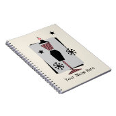 レトロのピンク及び黒い服の型枠のマネキンのノート ノートブック (右側)