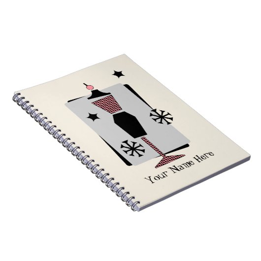 レトロのピンク及び黒い服の型枠のマネキンのノート ノートブック (右側)