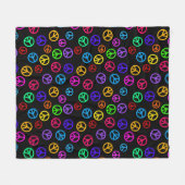 レトロのピースサインパターン フリースブランケット (正面(横))