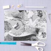 レトロのファッションのイラストレーションのコラージュ 薄葉紙 (クラフト)