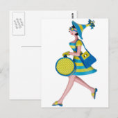 レトロのファッションの女性 ポストカード (正面/裏面)