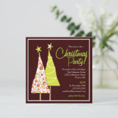 レトロのファンキーな木のクリスマスのパーティの招待状 招待状 (スタンド正面)