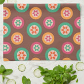 レトロのファンキーな70sパターン キッチンタオル (折り畳み)