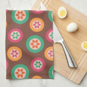 レトロのファンキーな70sパターン キッチンタオル (四つ折り)
