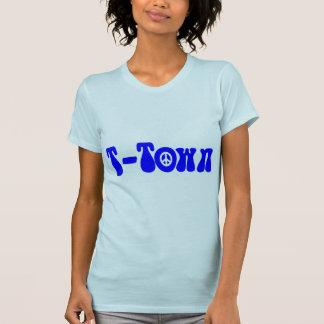 レトロのファンキーな"T町"の平和青(ケリーの白によって) Tシャツ