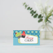 レトロのファンシーなカップケーキのベーカリーの名刺 名刺 (スタンド正面)