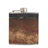 レトロのフェイクな革、古い一見傷付けられる及び擦り切れた フラスク (正面)