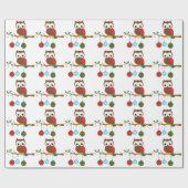 レトロのフクロウのクリスマス ラッピングペーパー (フラット)