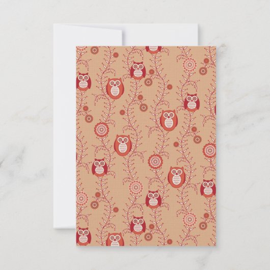 レトロのフクロウは平らなカード感謝していしています ノートカード (裏面)