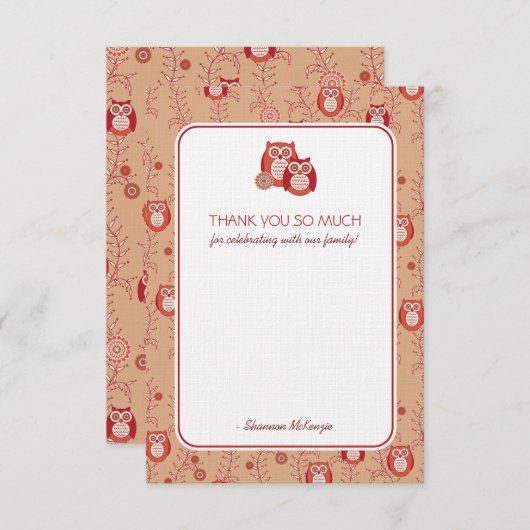 レトロのフクロウは平らなカード感謝していしています ノートカード (正面/裏面)