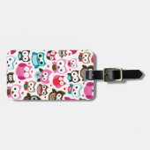 レトロのフクロウパターン荷物旅行ラベル ラゲッジタグ (正面横)