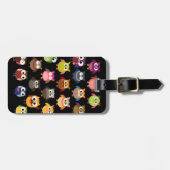 レトロのフクロウパターン ラゲッジタグ (正面横)