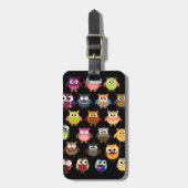 レトロのフクロウパターン ラゲッジタグ (正面縦)