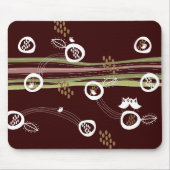 レトロのフクロウ家族のかわいくお洒落でストライプな巣のおもしろい マウスパッド (正面)