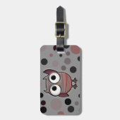 レトロのフクロウ ラゲッジタグ (正面縦)