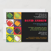 レトロのフットボールのテーマのバーのバルミツワーの招待状 招待状 (正面)