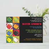 レトロのフットボールのテーマのバーのバルミツワーの招待状 招待状 (スタンド正面)