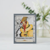 レトロのフラッパーのクリスマスの挨拶 シーズンポストカード (スタンド正面)