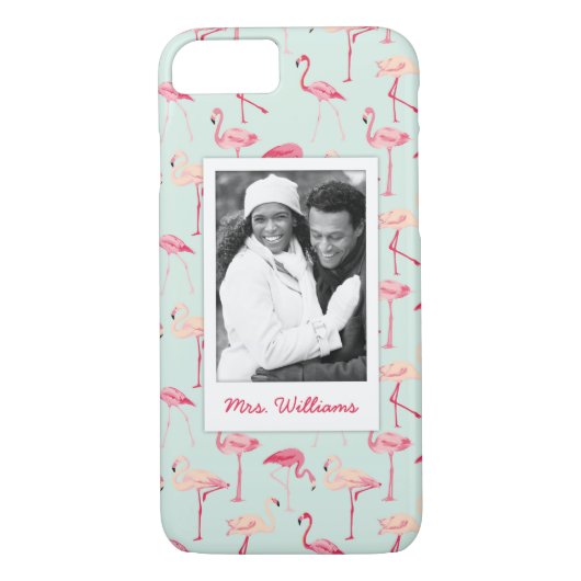 レトロのフラミンゴパターン|はあなたの写真を加えましたり及び示します Case-Mate iPhoneケース (裏面)