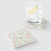 レトロのフラミンゴパターン ストーンコースター (横)