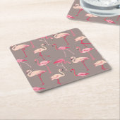 レトロのフラミンゴ2 スクエアペーパーコースター (アングル)
