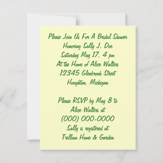 レトロのブライダル・シャワーの発表の招待状を雨が降ること 招待状 (裏面)