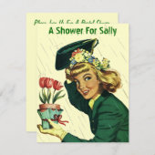 レトロのブライダル・シャワーの発表の招待状を雨が降ること 招待状 (正面/裏面)