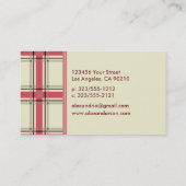 レトロのプレッピーな格子縞の名刺(銀かピンク) 名刺 (裏面)