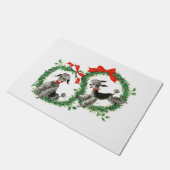 レトロのプードルのクリスマスのリースの玄関マット ドアマット (アングル)