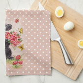 レトロのプードルのフーセンガムのピンクの台所タオル キッチンタオル (四つ折り)