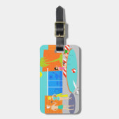 レトロのプールを囲んでのパーティの荷物のラベル ラゲッジタグ (正面縦)