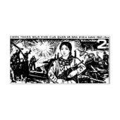 レトロのベトナム郵便切手と武装した女の子 ラバースタンプ (インプリント)