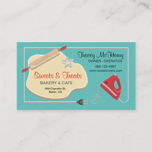 レトロのベーカリーのクッキーの名刺 名刺 (正面)