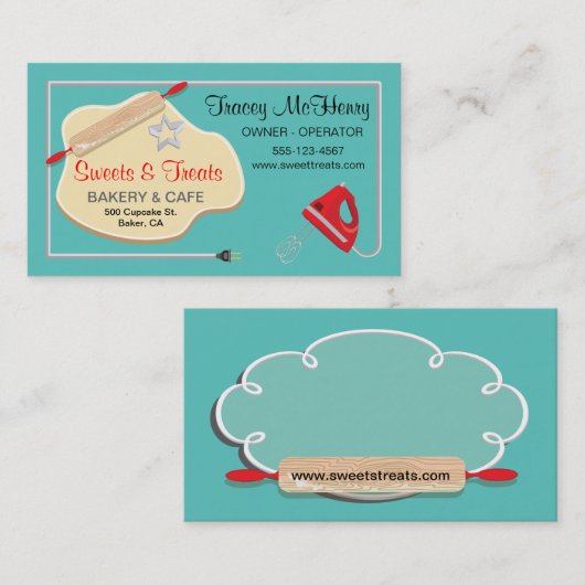 レトロのベーカリーのクッキーの名刺 名刺 (正面/裏面)