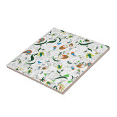 レトロのペイズリーの緑のオレンジ青い黄色 タイル (側面)