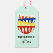 レトロのボウルラベルのキッチンから世紀中頃 ギフトタグ (正面)