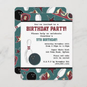 レトロのボーリングの誕生会 招待状 (正面/裏面)