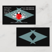 レトロのボーリング場の車線の鋭いブーメランのポインター 名刺 (正面/裏面)